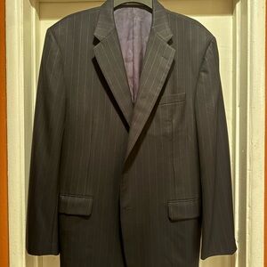 Hickey Freeman Suit Jacket 44R Loro Piana Super 130s Wool Made in USA EUC